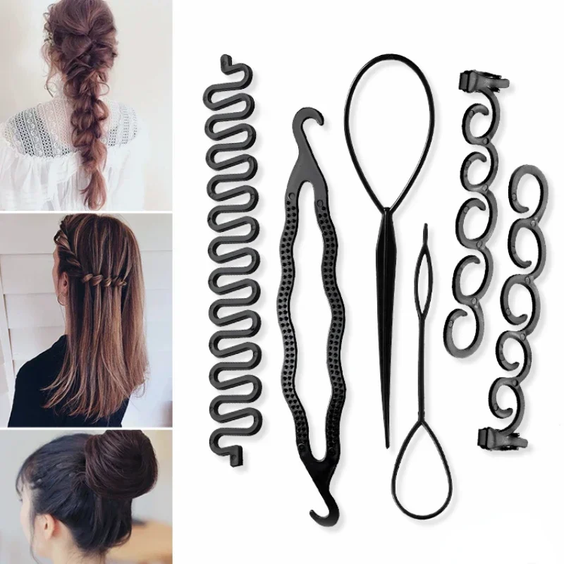 3/4pcs/set Ponytail Hair Styling Tools Ponytail Holder Topsy Loop Hair Bun Maker Braids Beauty Accessories Hairdressing Tool New