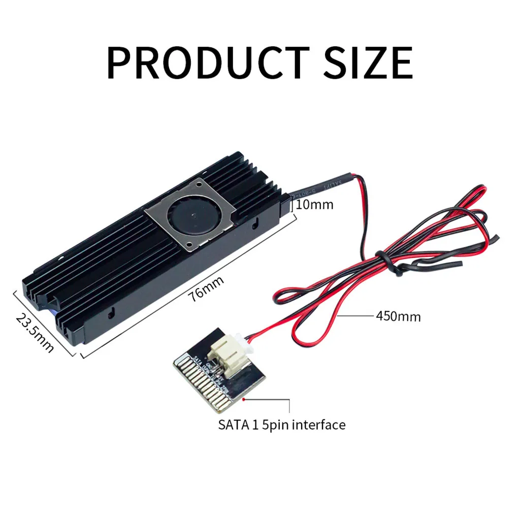 For M.2 SATA NVMe 2230 2242 2260 2280 SSD Cooler with Cooling Fan Heat Dissipation Thermal Pad for PCIe 3.0 4.0 Desktop Computer