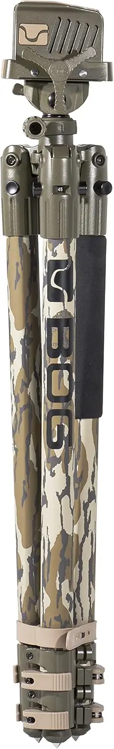 Statyw Bottomland Camo z trwałą aluminiową ramą, lekka, stabilna konstrukcja, poziomica bąbelkowa, regulowane nogi