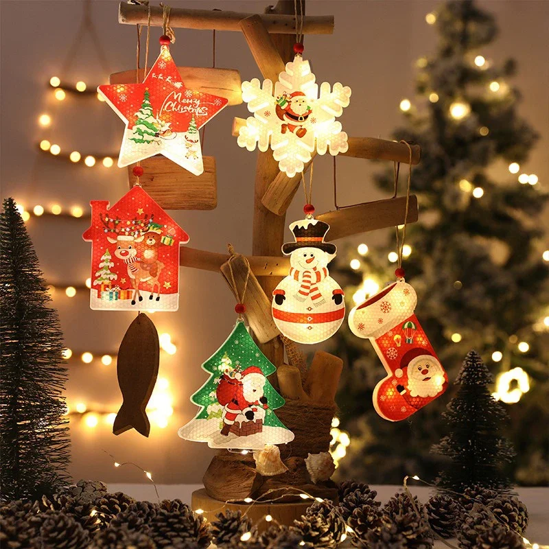 Mini LED Christmas Night Light For Christmas Tree Home Decoration Pendant Lamp Festival Party Drop Ornament Hanging Night Lights