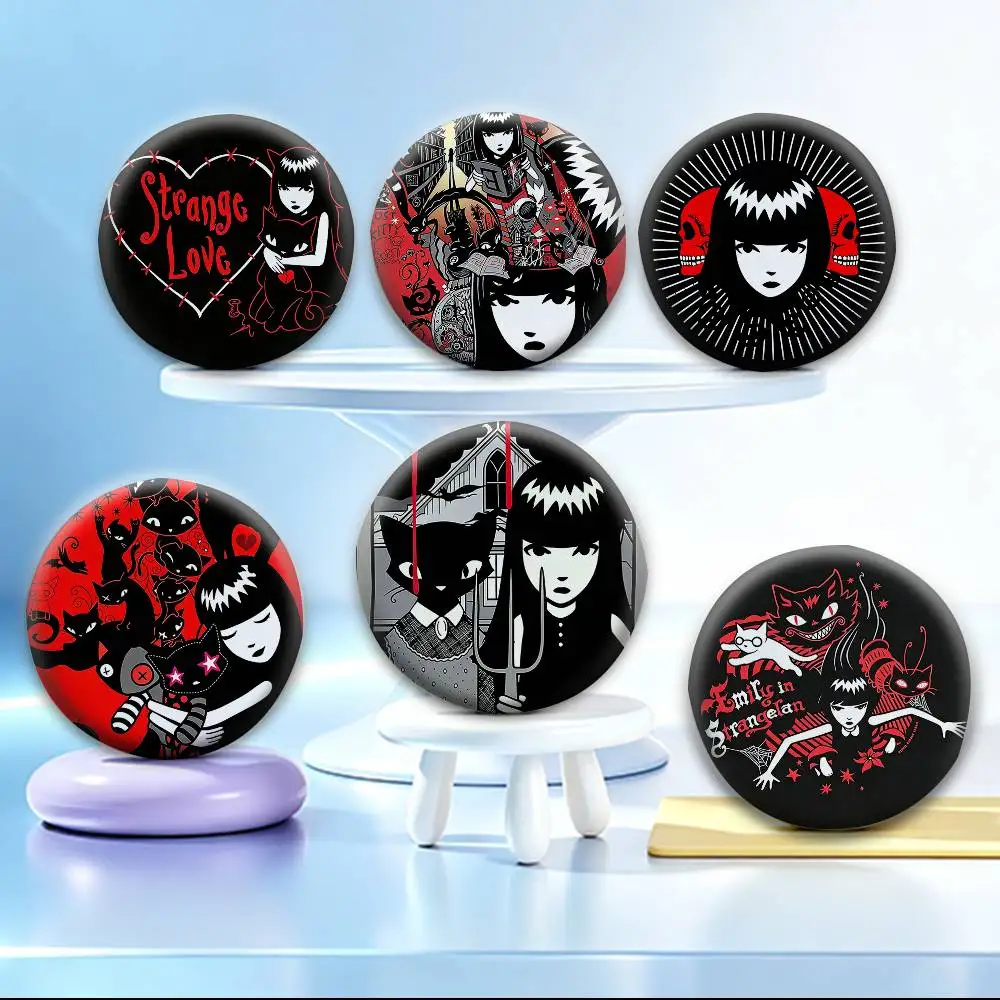 Gothic E-Emily the Strange   Badges Creative Tinplate Button PinsBrooch Badge Clothes Backpack