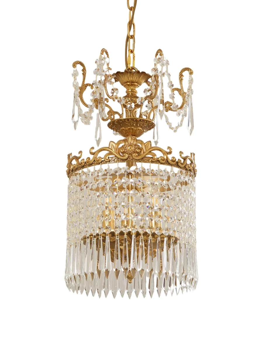

All-copper crystal chandelier, European-style villa luxury restaurant entrance corridor bedroom study aisle cloakroom