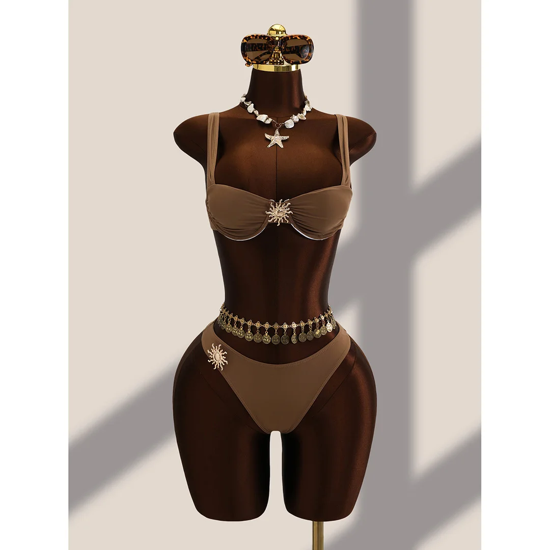 3-teiliges Set mit Rüschenrock, Bügel-Bikini, Damen-Badeanzug, Damen-Bademode, dreiteiliges Bikini-Set, Badebekleidung, Badeanzug, Schwimmbekleidung V7683H – Detail 18