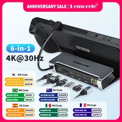 Lemorele Steam Deck Dock Accessories Steamdeck Console Case USB-C to HDMI PD100W Gigabit Ethernet Console Hub Holder Dock
