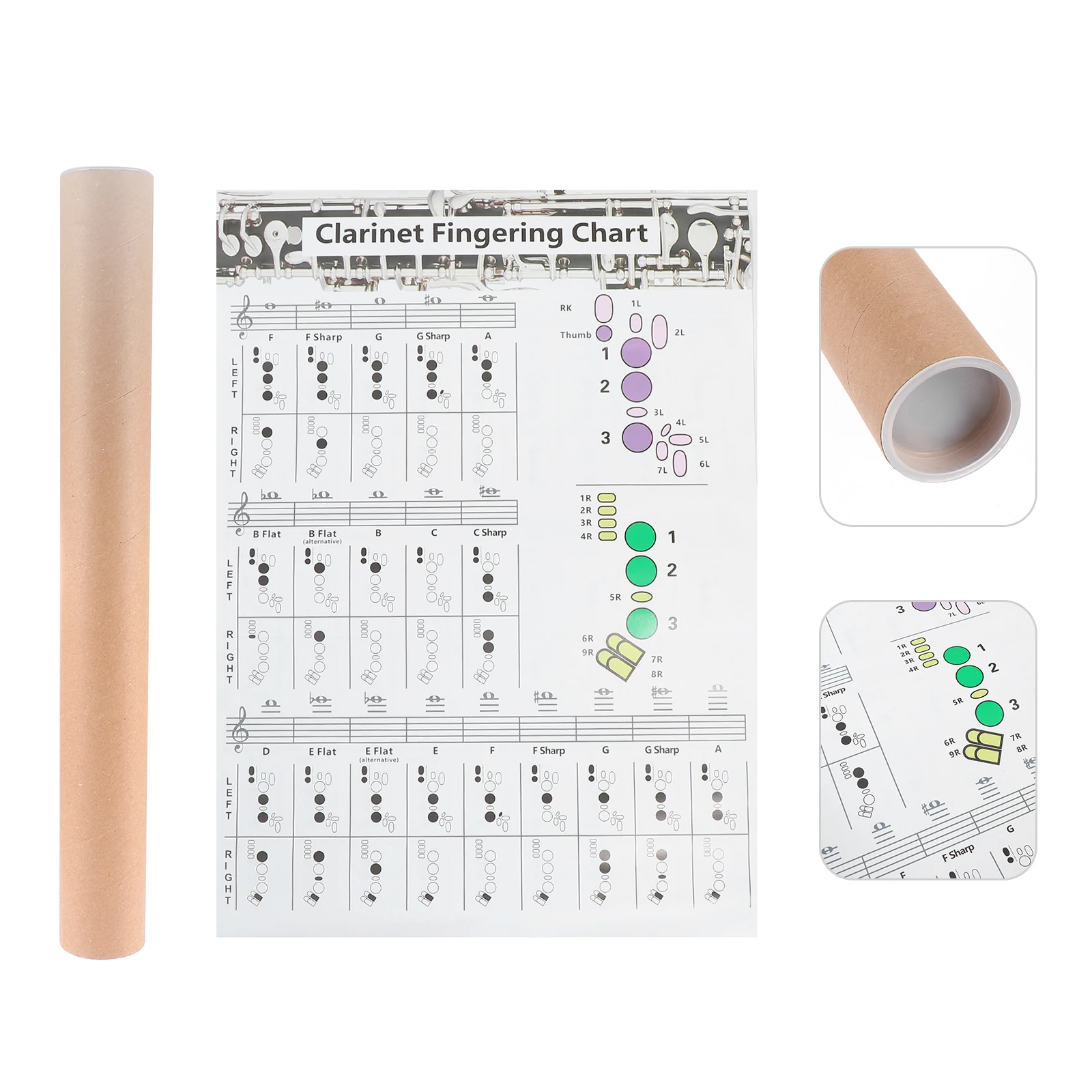 

Note Chord Fingering Chart Clarinet Practice Coated Paper for Beginner