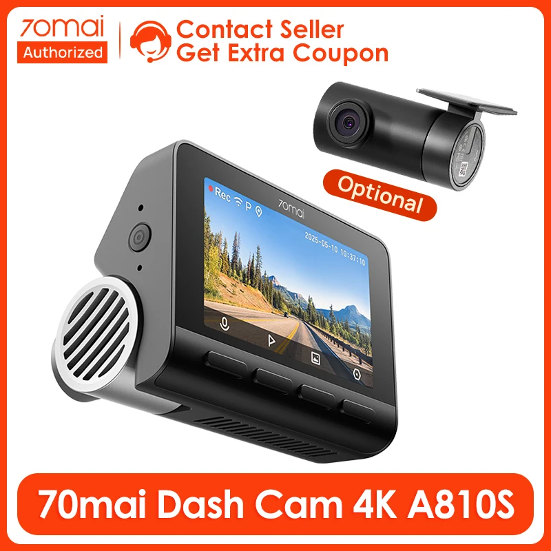 70mai 4K Dash Cam A810S Built-in GPS & ADAS Buffered Emergency