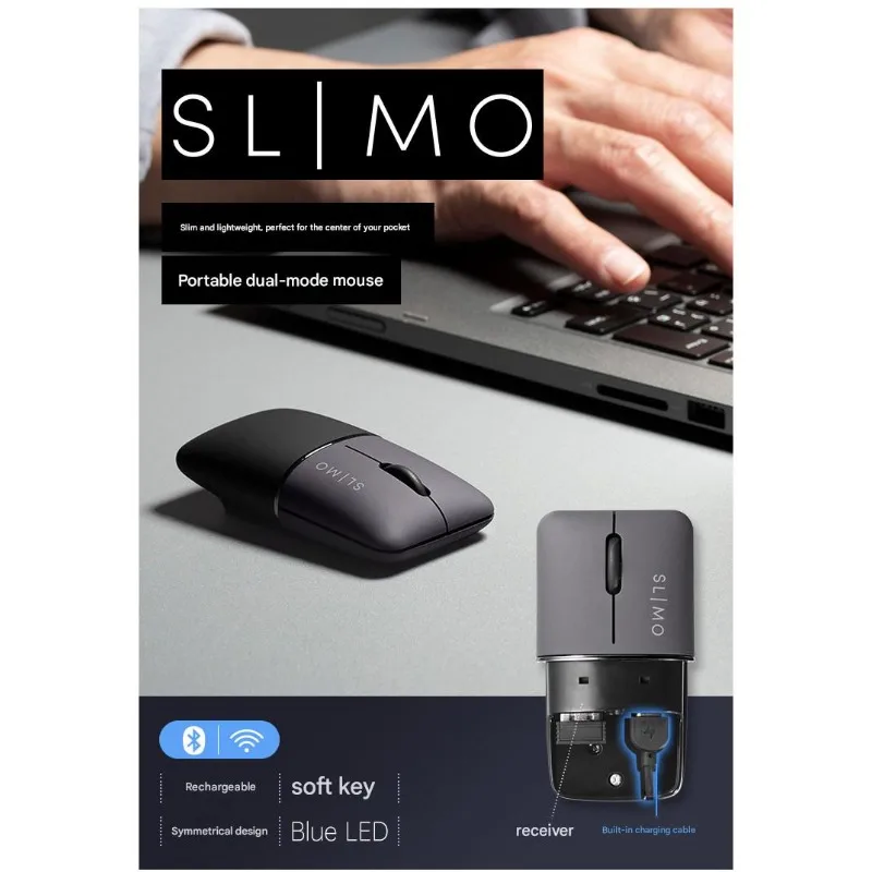 SANWA Wireless Mouse Dual Mode Charging Silent 1200 DPI Lightweight Bluetooth Mouse Mini Computer PC Accessories Gift