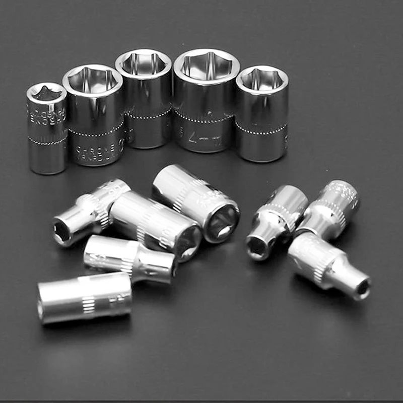 46PCS Wrench Socket Set 1/4 inch Ratchet Wrench Sockets Metric Hex Socket Hardware Car Boat Motorcycle Bicycle Repairing Tool