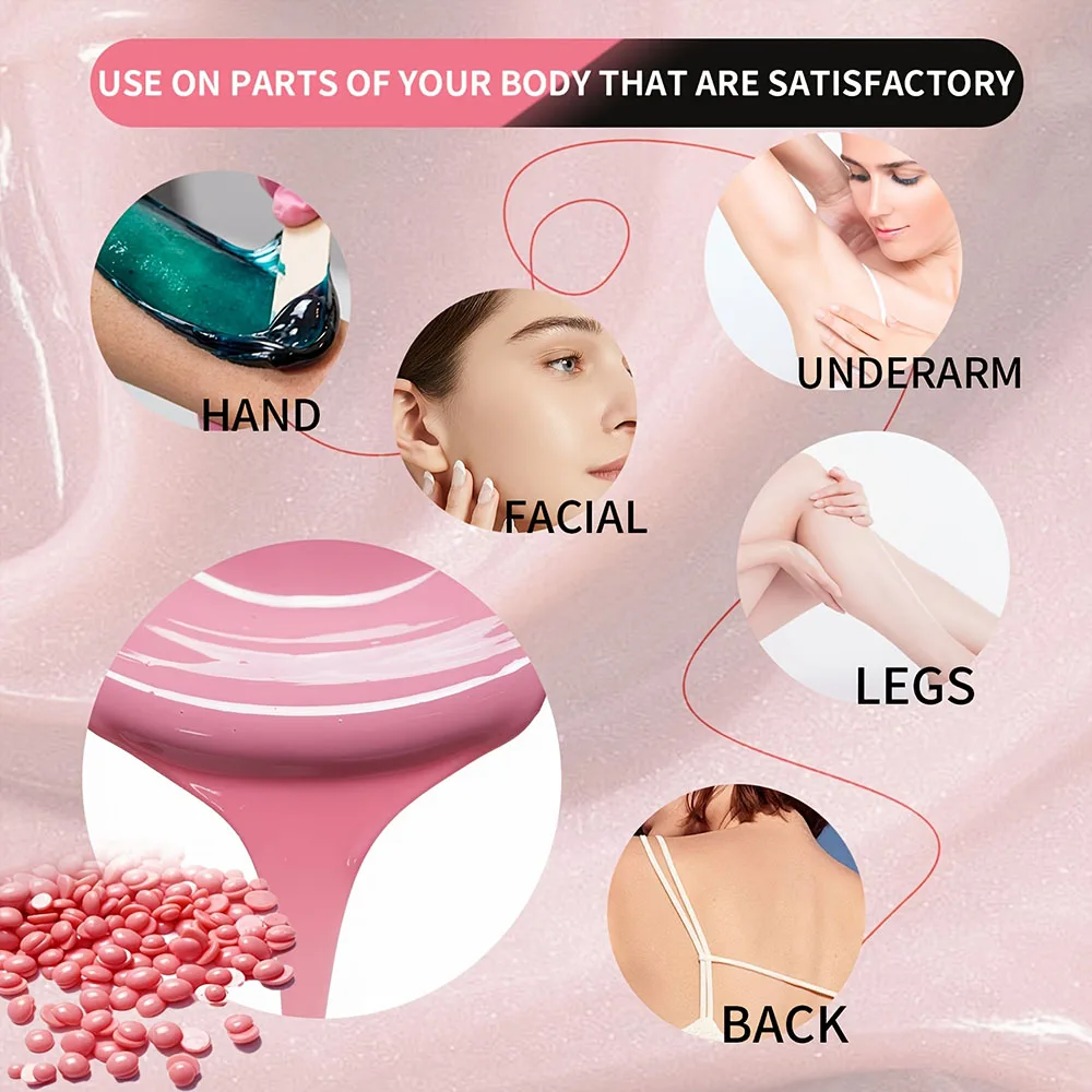 Hard Wax Beans 50g/100g Painless Hair Removal Kit for All Skin Types for Body Face Legs At-Home Use for Long-Lasting Smooth