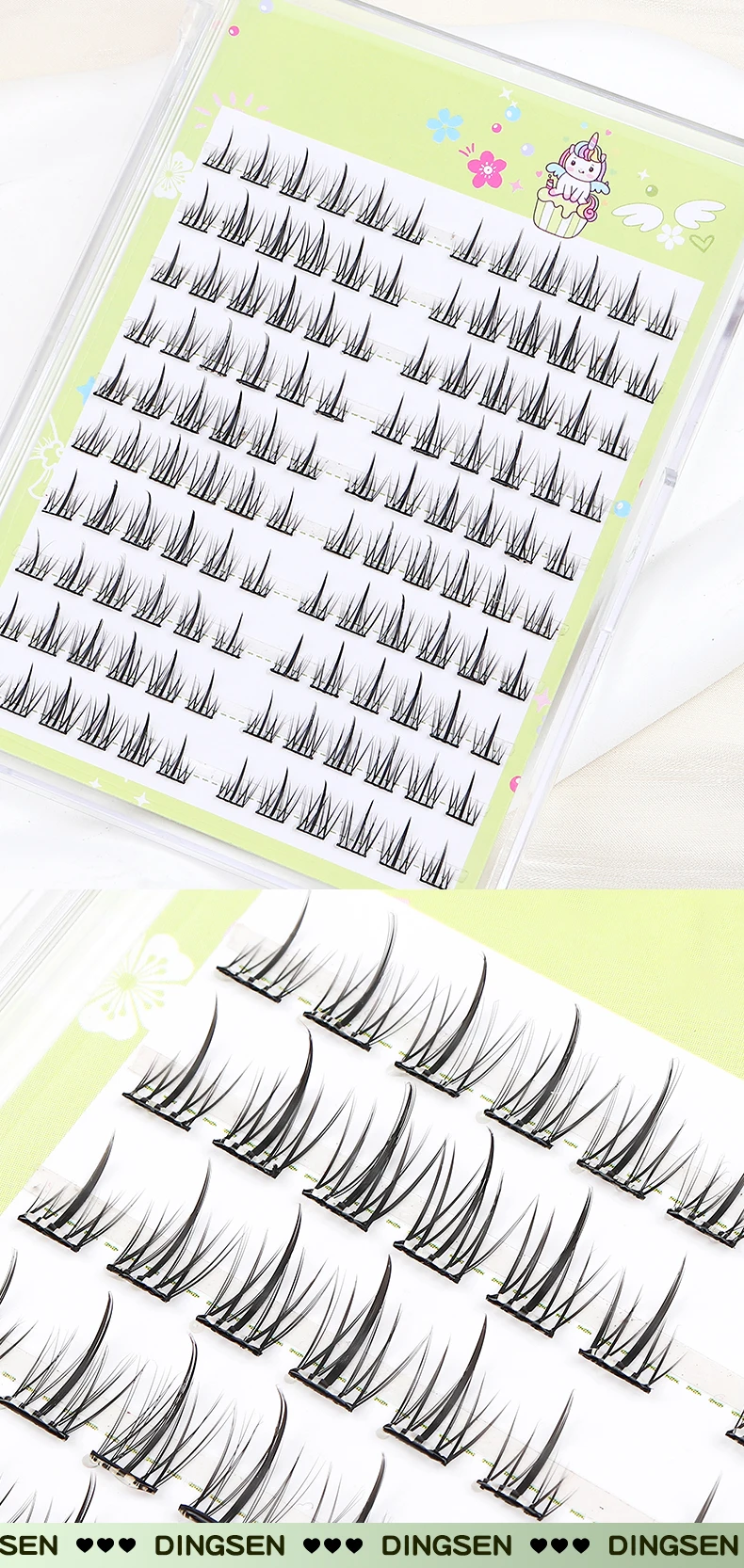 DINGSEN 10 Reihen Kleberfreie Cluster-Wimpernverlängerung Natürliche Einzelwimpern Weiche Großhandels-Falsche Wimpern für Make-up – Detail 8