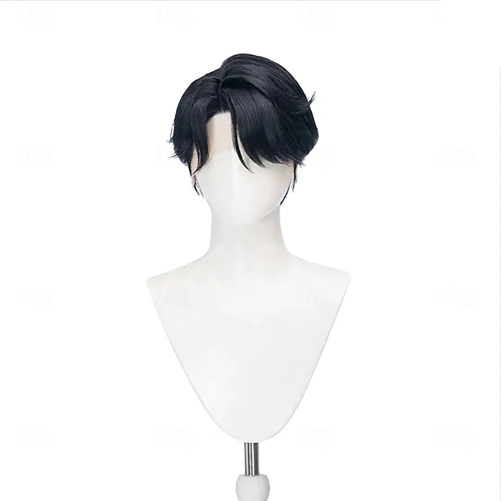 Synthetisches Haar Film Anime Korean Idol inspirierte Pop Star Cosplay Perücke kurze schwarze Perücke – Detail 1