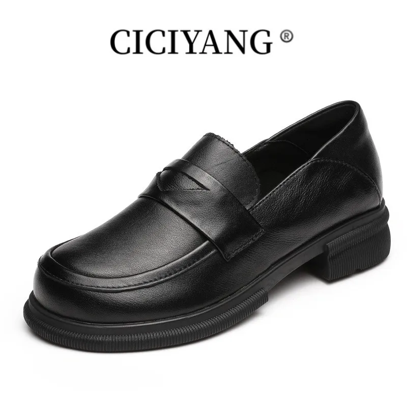 

CICIYANG Loafers Shoes Women Genuine Leather 2023 New British Style Women Spring Shoes College Style Non-slip Girl Shoes