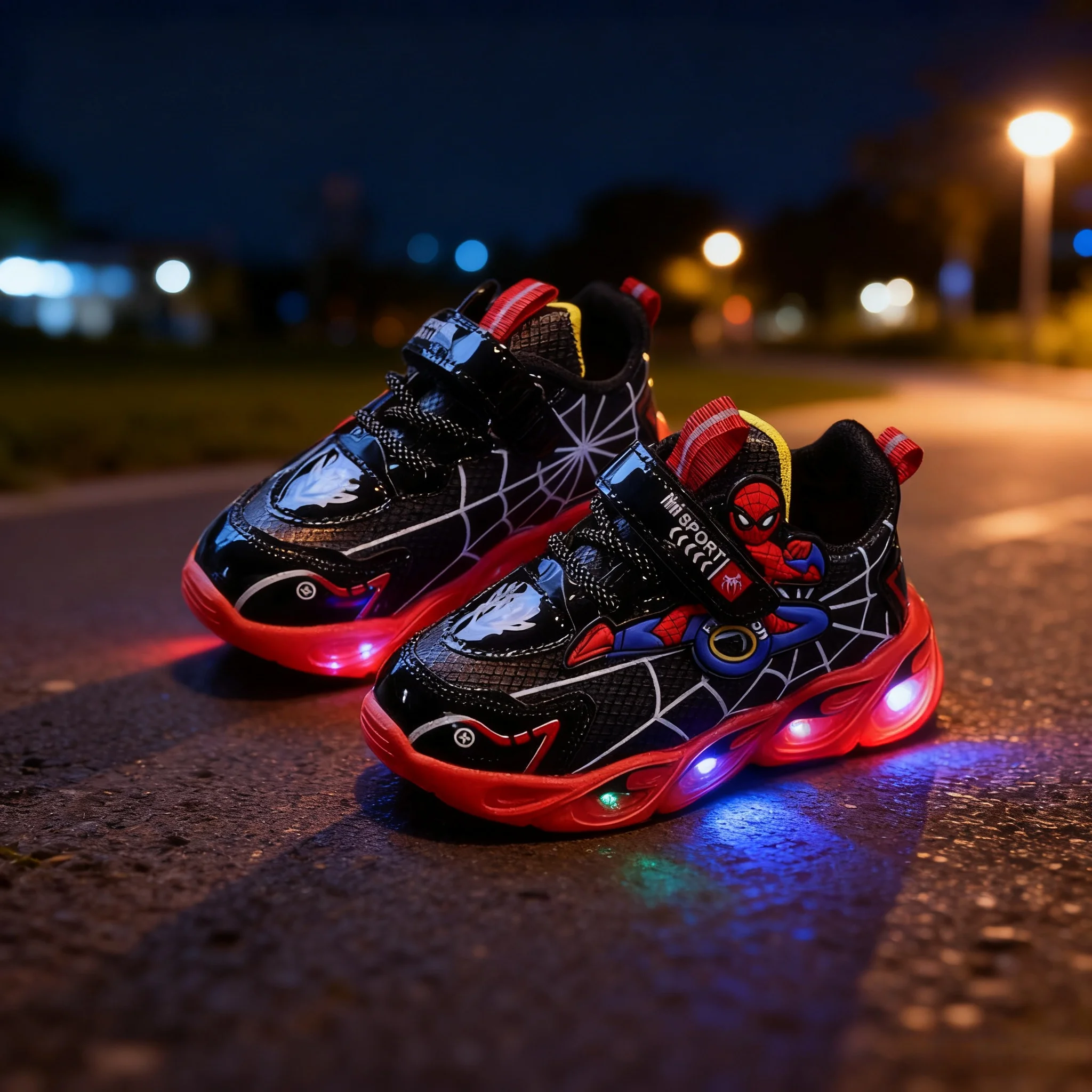 Disney meninos sapatos luzes led dos desenhos animados outono crianças sapatos esportivos de couro antiderrapante tênis de corrida das crianças tamanho 25-35