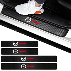 4PC Voiture Porte Seuil Pédale En Fiber De Carbone Film De Protection Anti-rayures Et Étanche Autocollant Pour Mazda 2 3 6 CX-5 CX-3 CX-7 Axela MS