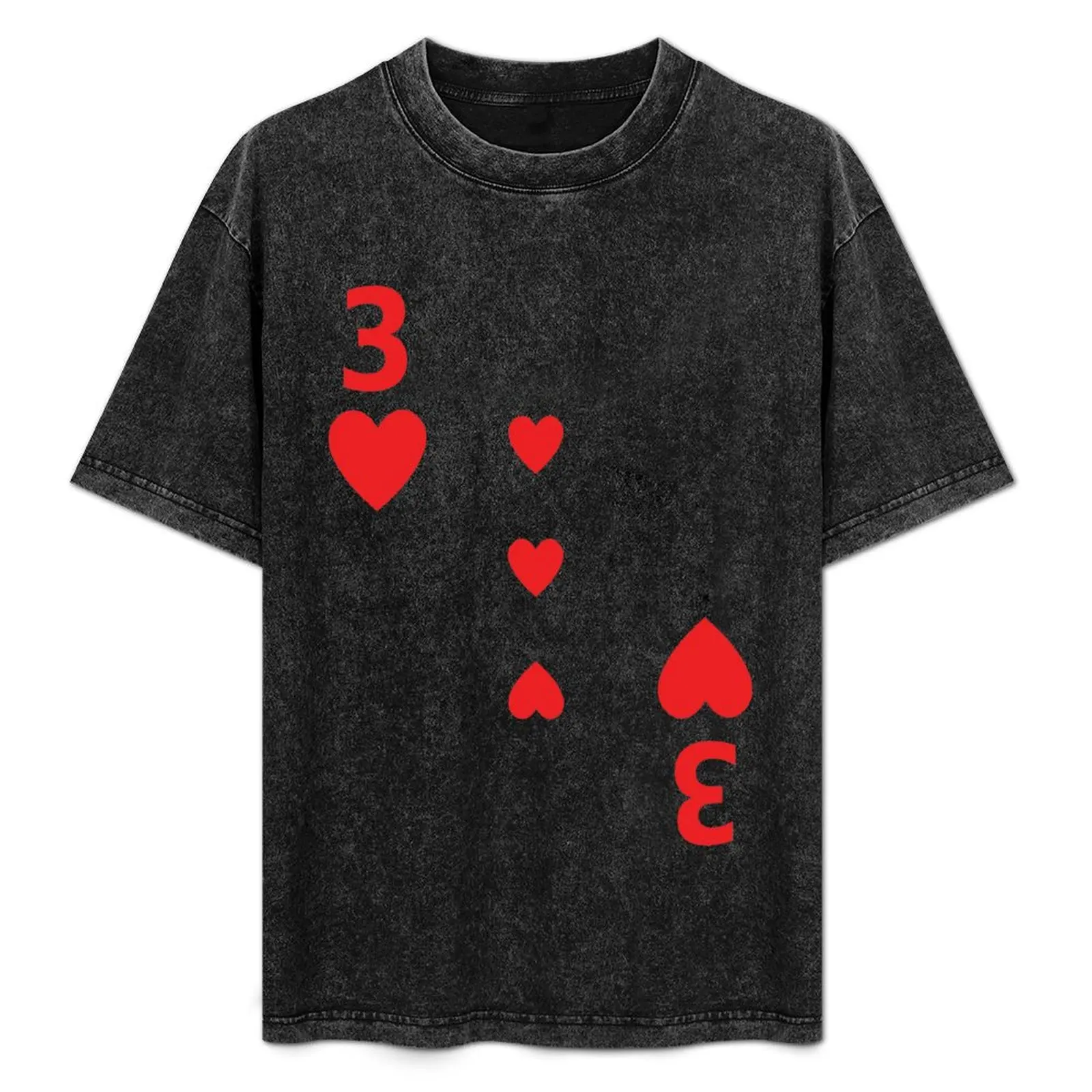 Three of Hearts poker playing card costume 3 T-Shirt graphic t shirts oversizeds mens t shirts