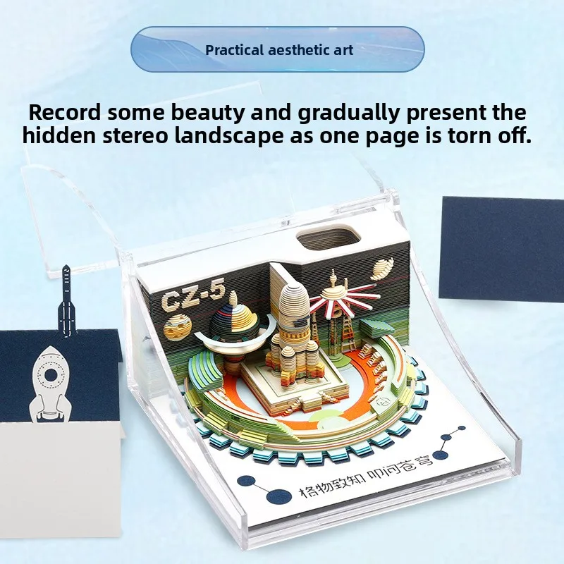 Seri Dirgantara 3D Stereo Sobek Catatan Tempel Hadiah Dekorasi Desktop Dirgantara Model Ukiran Kertas Hadiah untuk Anak-anak