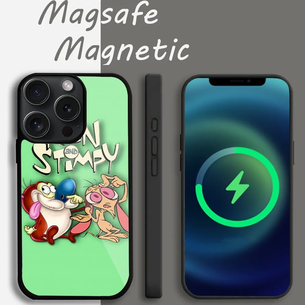 Ren and stimpy  Phone Case For iPhone 15 14 13 12 11 Pro Max Plus Magsafe Magnetic Wireless Charging Cover