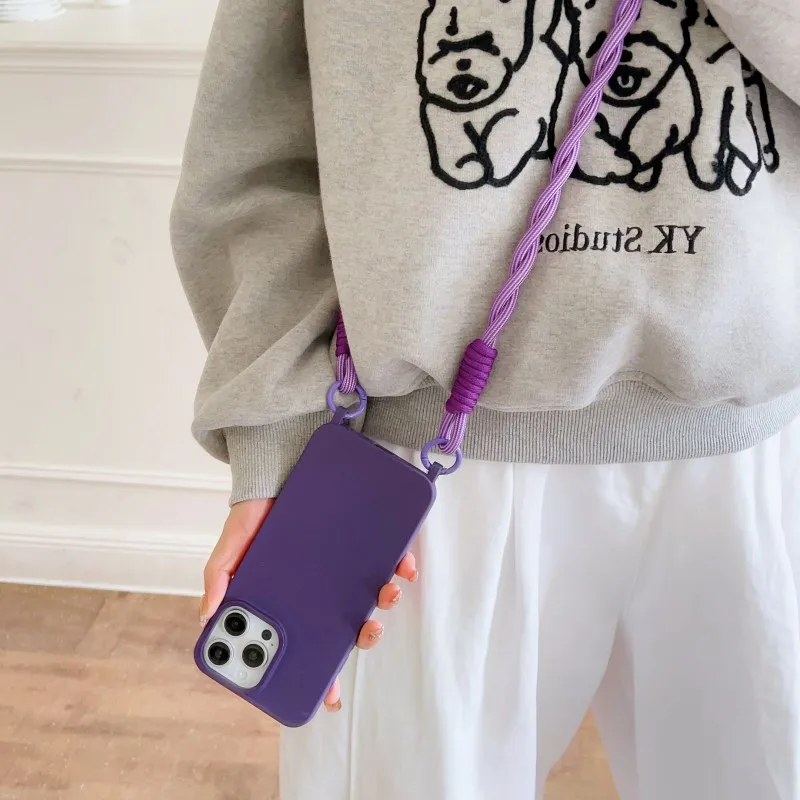 Stoßfeste Candy Lanyard Hülle für iPhone 17 16 Pro Max 14 12 11 13 15 Plus Air X XS mit Umhängekordel und weicher TPU-Abdeckung – Detail 16