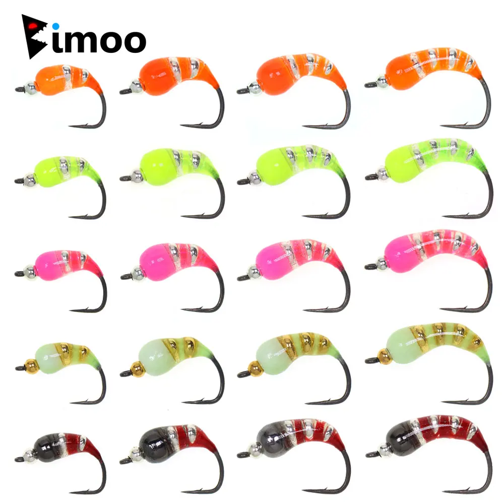 

Bimoo 5pcs 6pcs #6 #8 #10 #12 Fast Sinking Brass Bead Head Bug Worm Scud Nymph Fly Caddis Pupa Wet Fly Trout Ice Fishing Lures