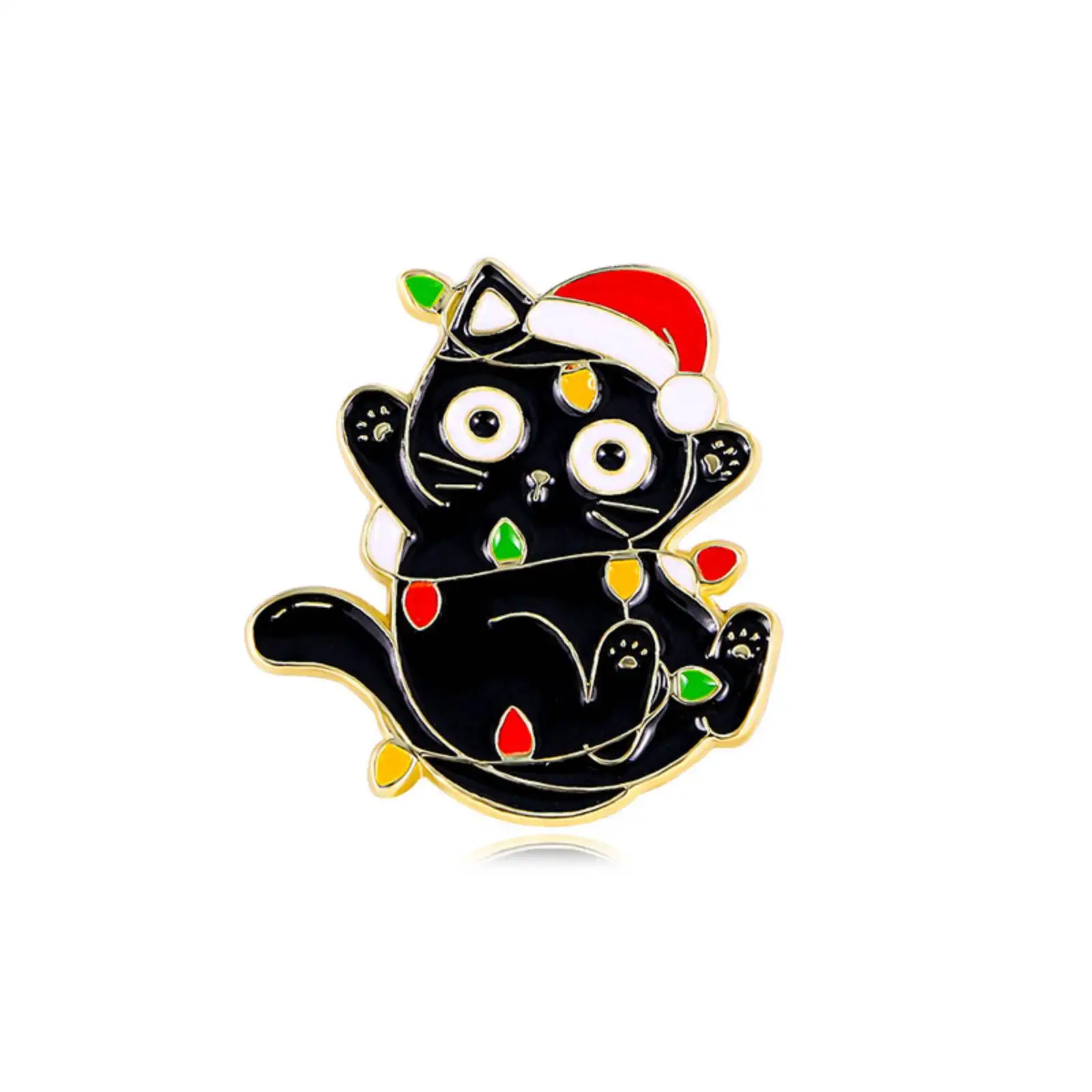 Niedliche schwarze Katze, kreative Weihnachtsbrosche, Metallabzeichen, Anstecknadeln, Rucksäcke, Kleidung, Hut, Accessoires, Geschenk für Kinder – Detail 1