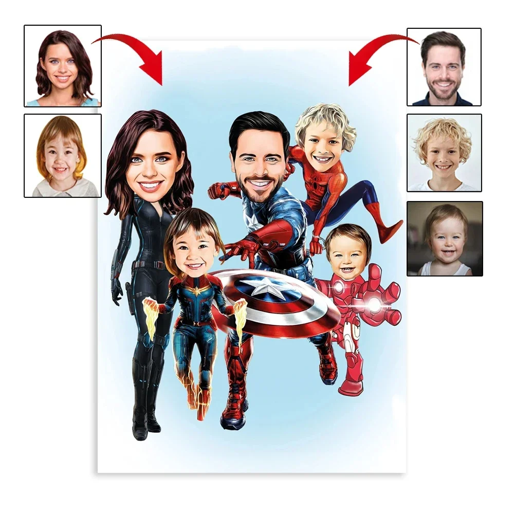 Imagen Facial personalizada de Marvel, pintura de diamantes, mosaico personalizado familiar, bordado de diamantes, decoración del hogar para sala de estar