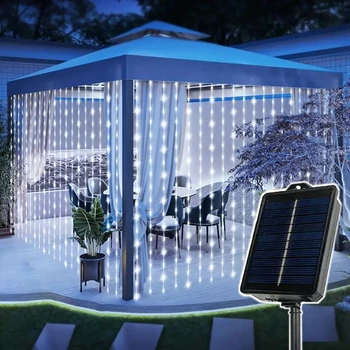 Navidad 2024 태양열 커튼 LED 야외 화환 스트링 조명, 크리스마스 트리 장식 장식, 새해 2025 조명