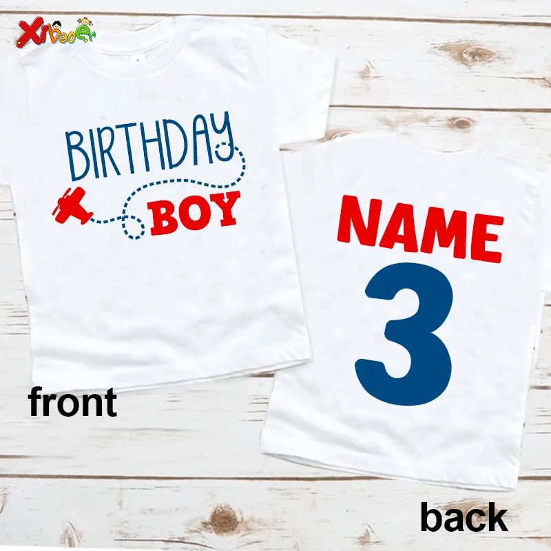 Airplane Birthday Boy Shirt Kids Custom Summer Top Toddler Boy Birthday Party Outfit Children Birthday Gift Tees Toddler Outfits