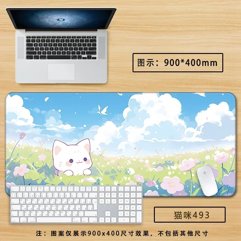 CIFBUY Gaming Mouse Pad XXL Cute Kitty Desk Mat Non-Slip Soft Surface Computer Pad Adorable Pink Cat Office Home