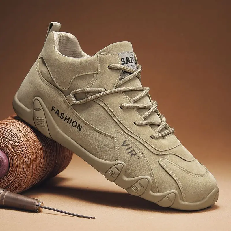 Ankle Boots for Men 2025 Spring Man Casual Sneakers Non Slip Khaki Work Mens Shoe Short Boots Loafers Lace Up Zapatillas Hombre