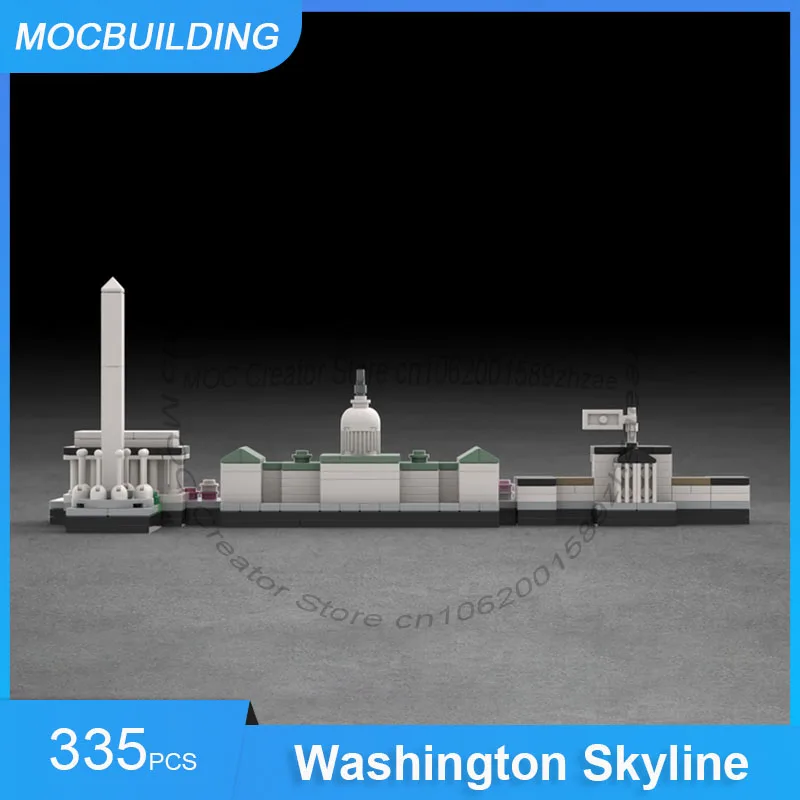 Klocki MOC Model Architektury Widoki Waszyngtonu Model do Samodzielnego Montażu Kreatywna Kolekcja Zabawki Świąteczne Prezenty 335 Elementów