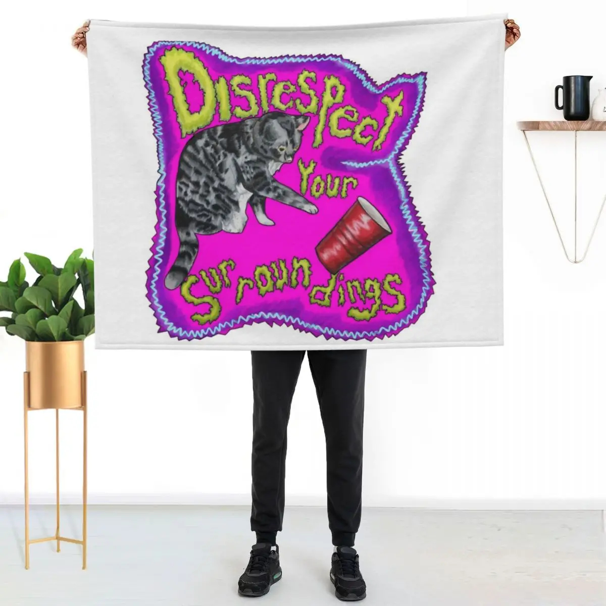 Disrespect Your Surroundings Throw Blanket anime Plaid Thin Cute Plaid Decorative Sofa Soft Big Blankets