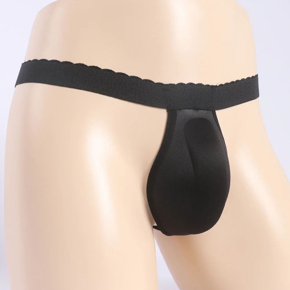 Sous-vêtements 3D Cup pour hommes, sous-vêtements, string, agrandissement, coussin en éponge, tongs sexy, évider, fesses exposées, string, caleçons