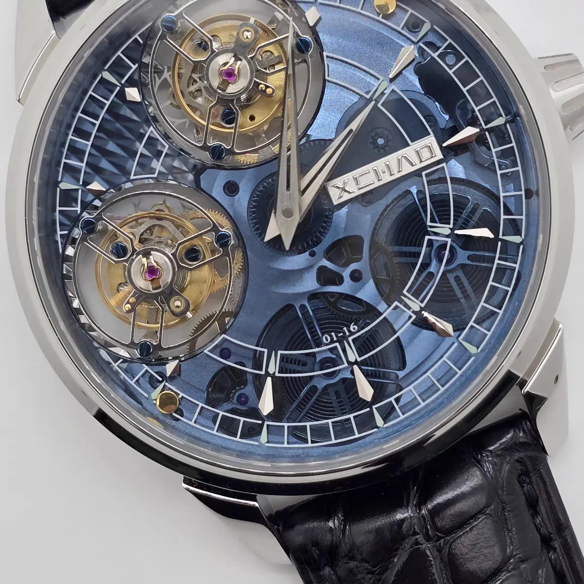 True Double Tourbillon Men's Business Perspective Hollow Mechanical Watch Sapphire Mirror Fashion Watch