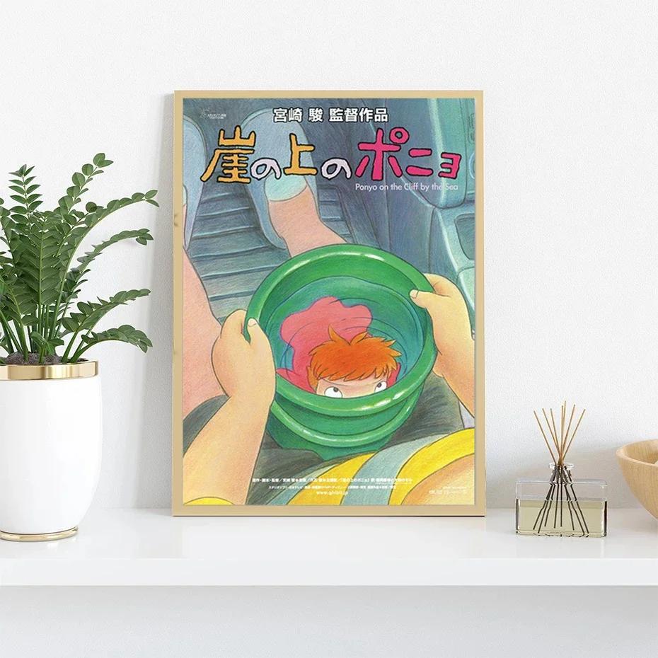 Classic Cartoon Movie Japanese Anime Ponyo on The Cliff Canvas Painting for Living Room Kids Decoration Home Decoration