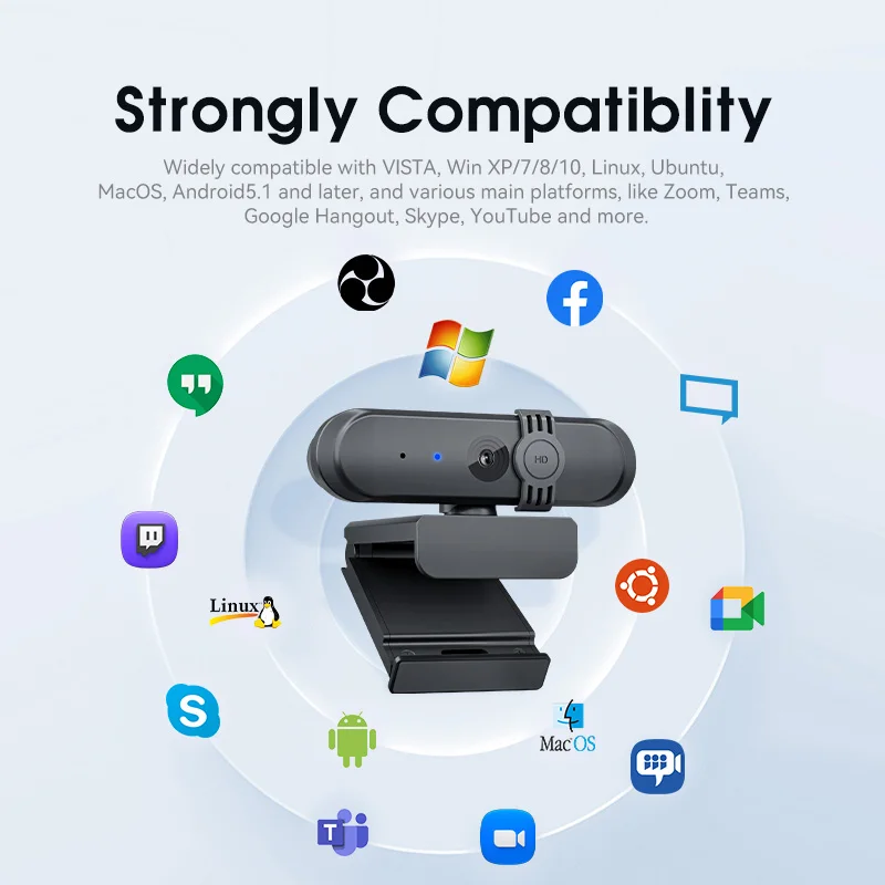 HD 1080p Mic-Enabled Webcam Certified for Zoom Microsoft Teams Compatible