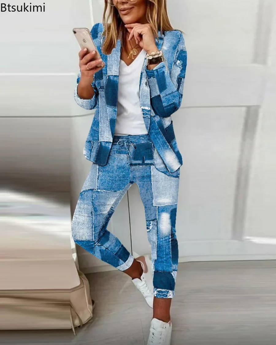 2024 Women\'s Suit Sets 2-piece Jacket + Pants Spring Autumn Slim Fit Formal Office Women Long Sleeve Blazer Sets Clothing Sets