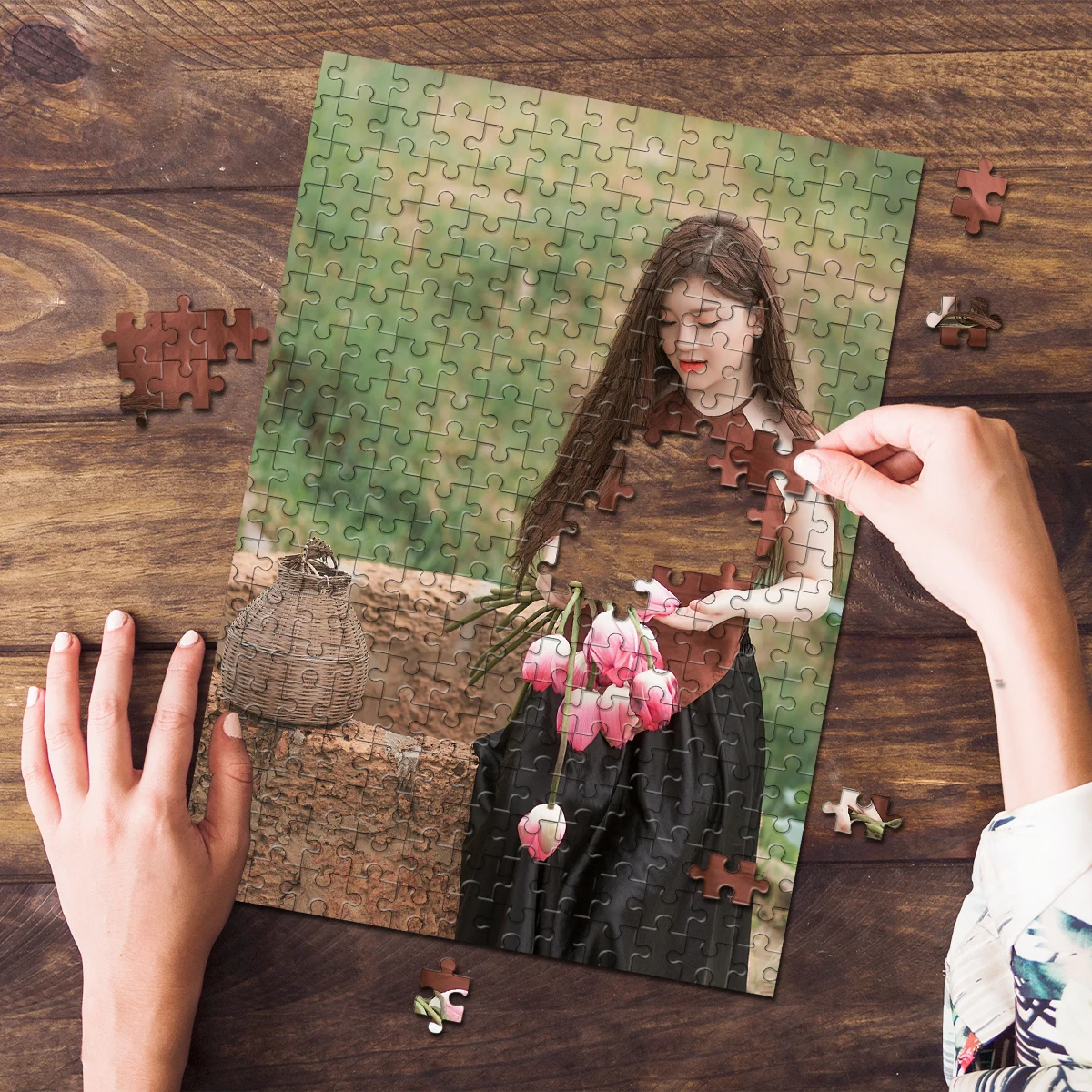 35/300/500/1043 Buah Puzzle Foto Kustom Yang Dipersonalisasi Dekorasi Hari Valentine Keluarga Gadis Ide Unik Yang Dipersonalisasi Kustom