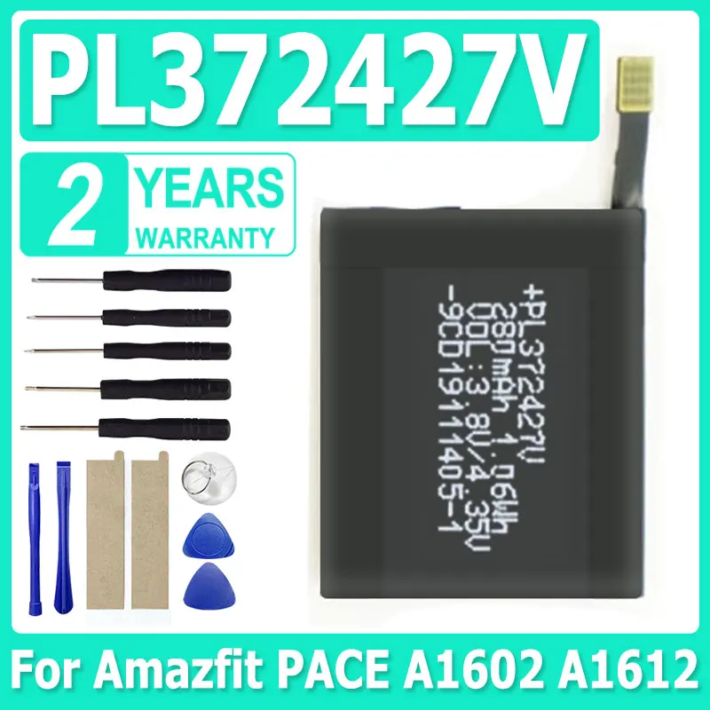 PL372427V Rechargeable Polymer Lithium Ion Battery for Amazfit PACE A1602 A1612 372427 + Free Tools