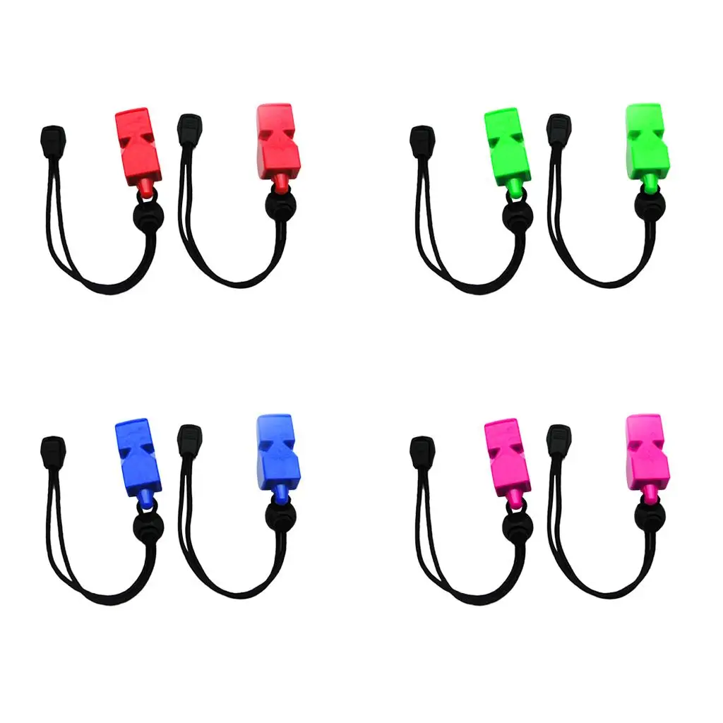 Pack of 2 Pieces Whistles with Adjustable Strap for Kayaking Boating Scuba Diving Camping Trekking