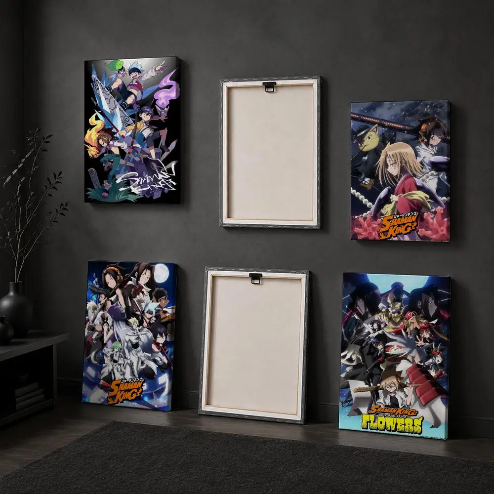 S-Shaman King Anime Framed Wall Painting Wood Framed Canvas Poster HD Wall Art For Bedroom Hallway Bar Office Home Decor
