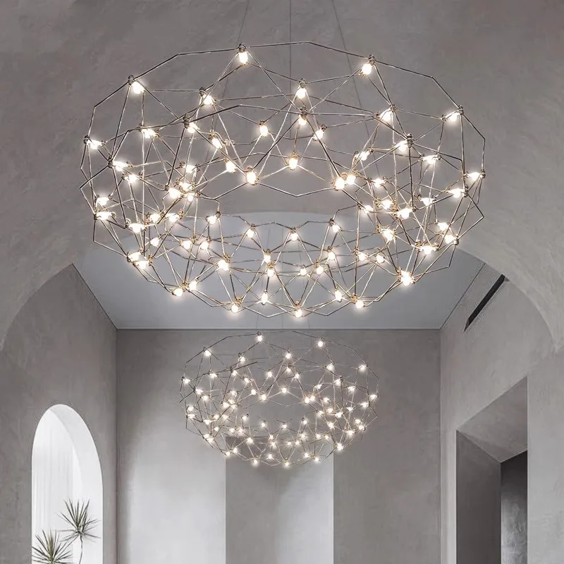 

Restaurant living room light modern minimalist light cube dot starlight creative personality non-standard firefly pendant light