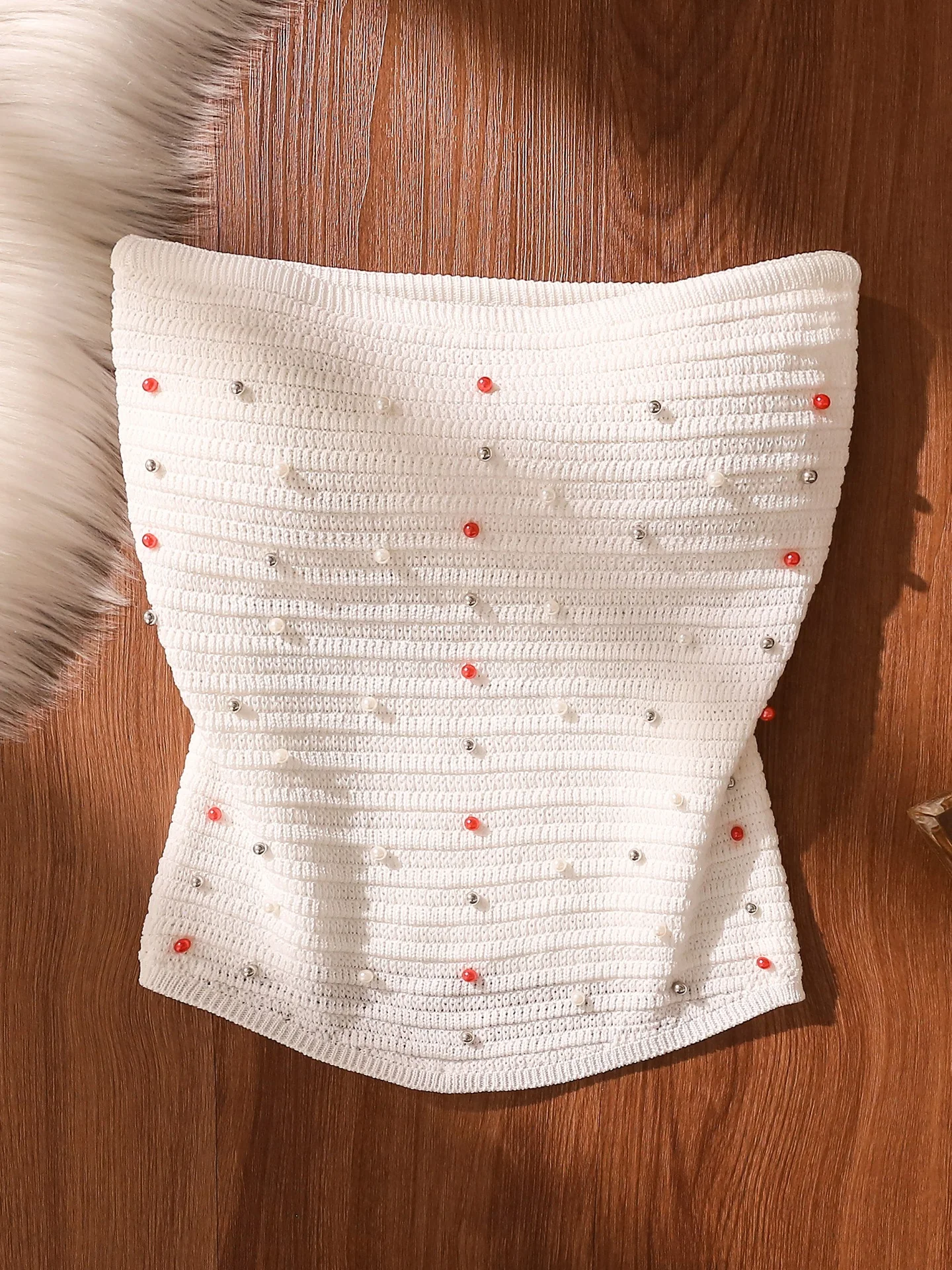 

Ele Knitted Tube Top Women's Svel Base Layer Vest Winter Inner Wear Striped Outerwear Faion Commute Sle Slim Fit