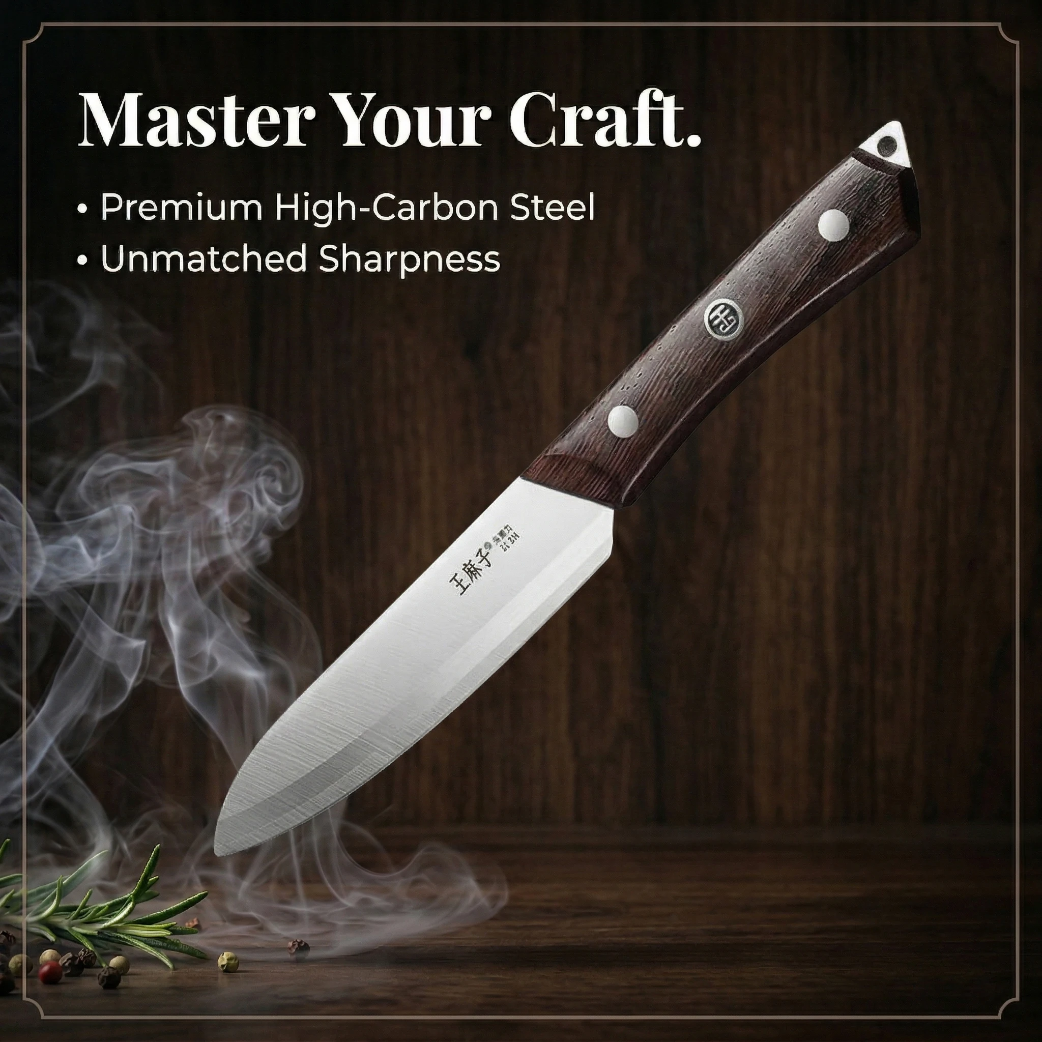 WANG MAZI New Utility Knife, Premium 30CR13 Stainless Steel Paring Knife for Kitchen, Multipurpose Fruit Knife with Wood Handle