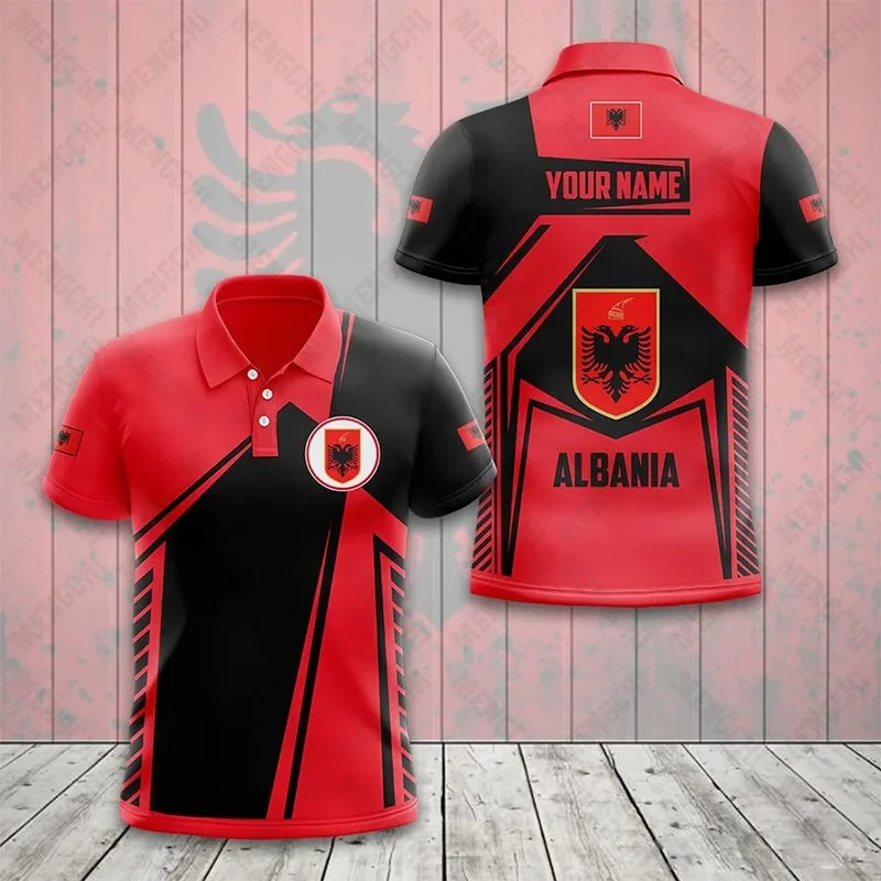 Custom Name Albania Emblem Graphic Polo Shirts Unisex Summer Casual Short Sleeve Tops Adults and Kids Sportswear Loose Jersey