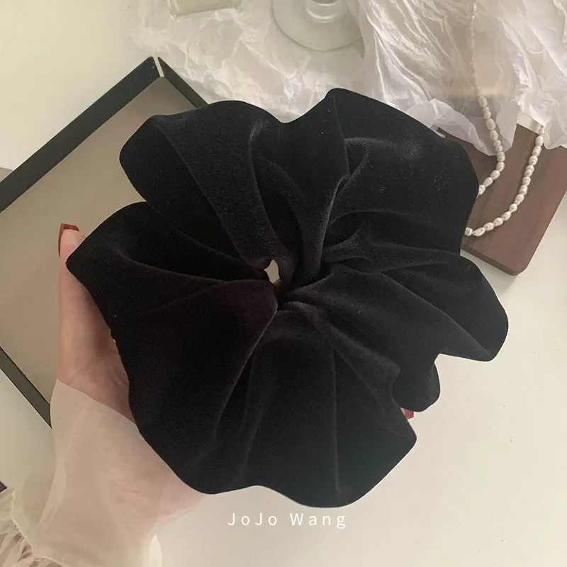 

Черная бархатная резинка для волос для женщин и девочек, однотонная, большая, эластичная, в виде веревки, аксессуар для прически.