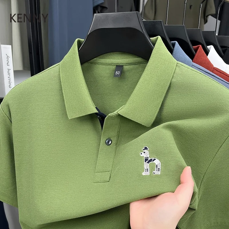

KENNY, летняя мерсеризованная длинноволокнистая хлопковая изысканная нагрудная этикетка для отдыха, новый стиль 2025, мужские рубашки поло с короткими рукавами, топ