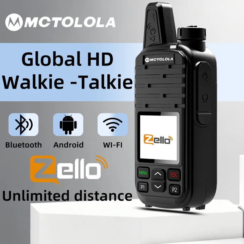 MOTOLOLA 2G 3G 4G Zello POC Remote Handheld Radio Android Bluetooth WiFi Global Coverage 5000km Outdoor Camping Communication