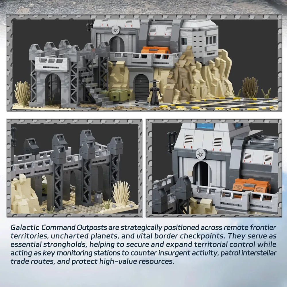 

Galactic Frontier Garrison Building Blocks Sci-fi Military Outpost Desert Fortress Base MOC Architecture Model Kit Gift