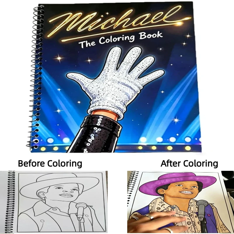 2026 New Pop Music King Michael Jackson Coloring Book Stress Relief Drawing Book For MJ Fans Lovers Creative Painting Book