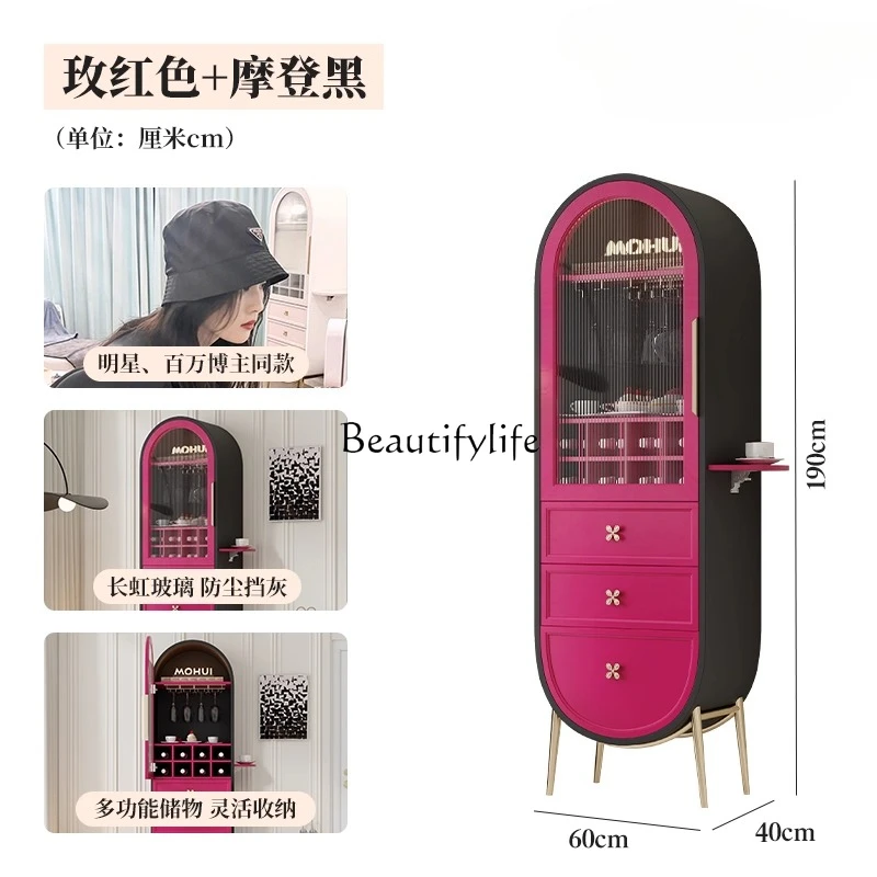 خزانة النبيذ ذات الباب الواحد، خزانة جانبية متكاملة من زجاج تشانغهونغ باللون الأحمر #5